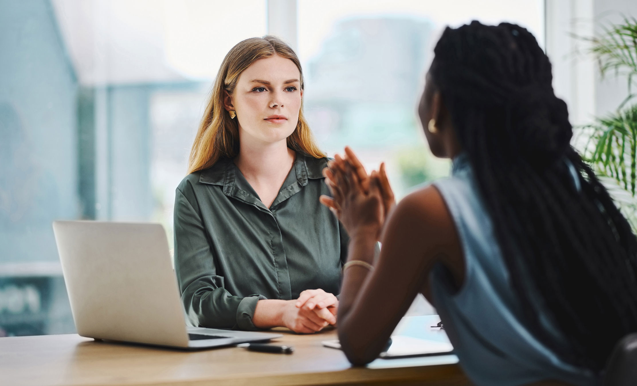 Two women talking